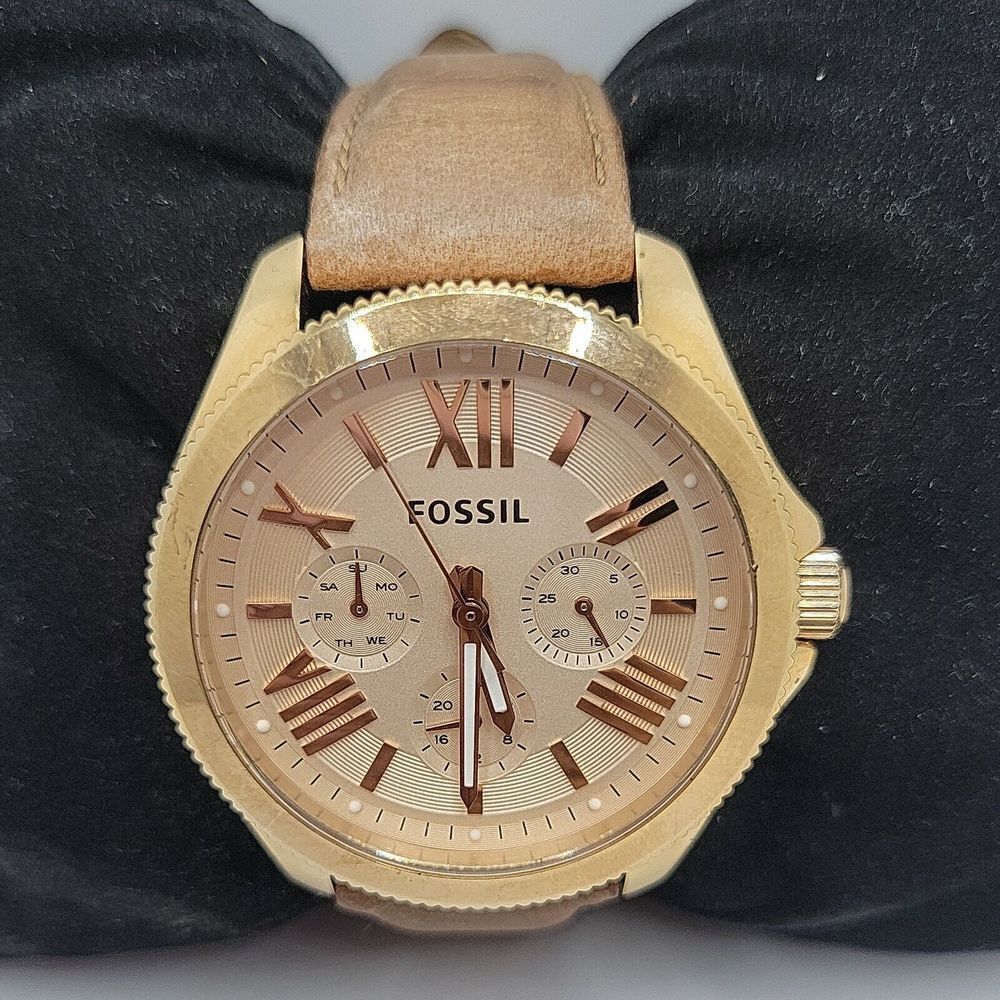 Fossil Cecile AM4511 Women Tan Leather Analog Rose Gold Dial Quartz Watch BC968